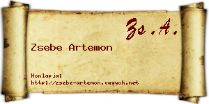 Zsebe Artemon névjegykártya